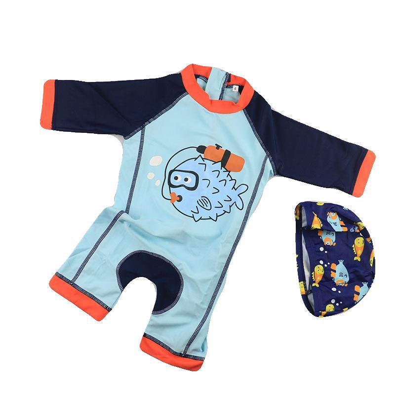 Cute Fish boy Swim Suit With Cap