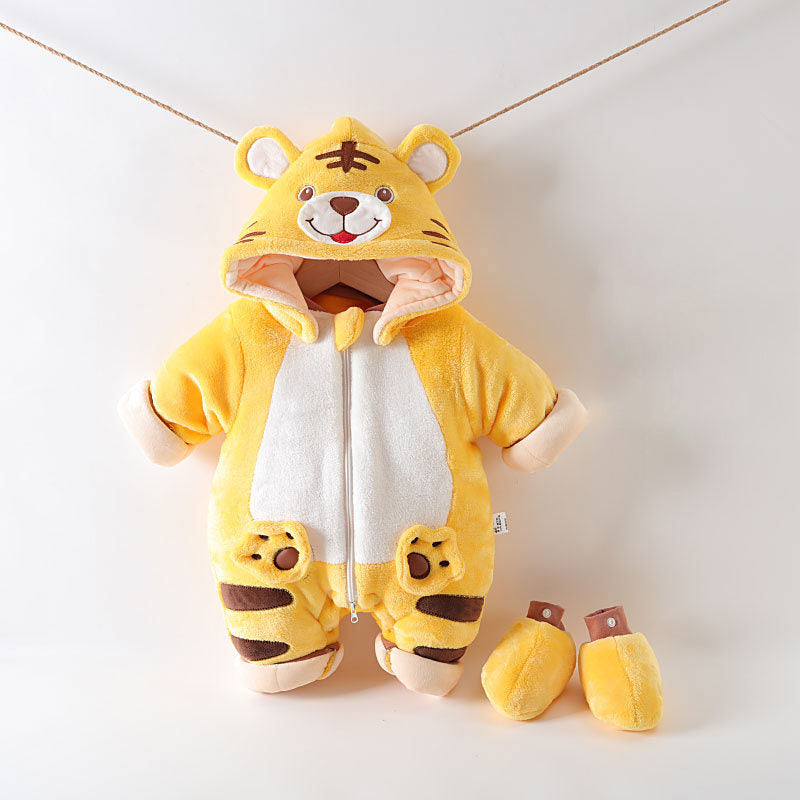 Yellow Tiger Baby Winter Onesie