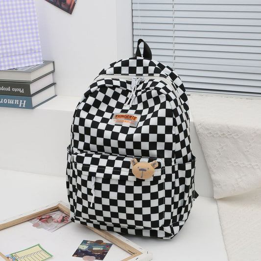 Chic Plaid School Backpack