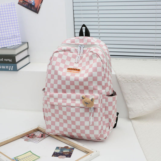 Chic Plaid School Backpack