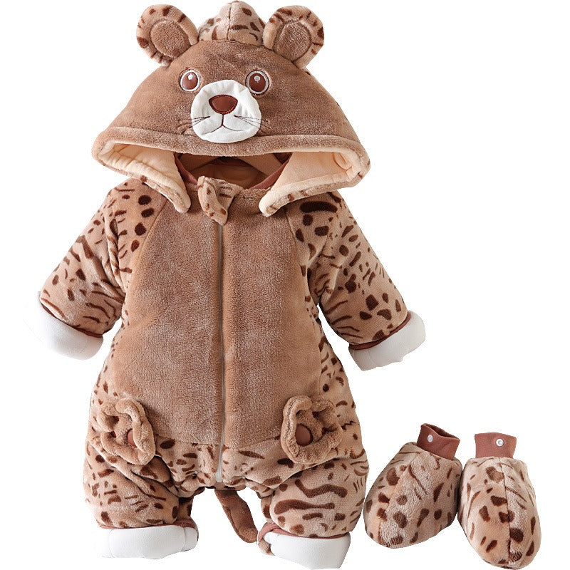 Coffee Color Tiger Baby Winter Onesie