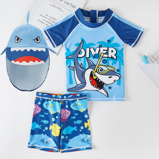 Diver Shark Boy Beach Swim wear