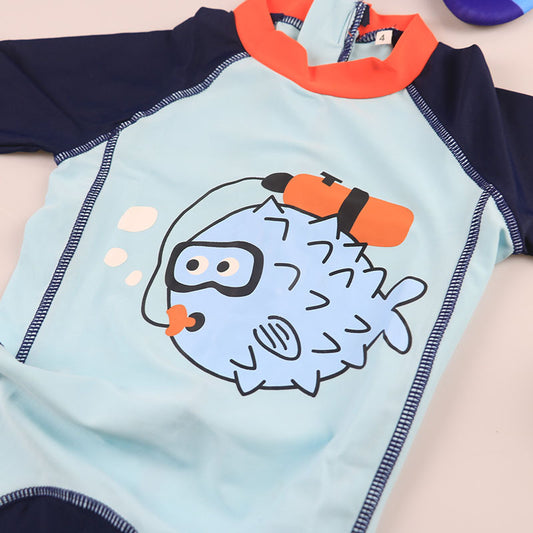 Cute Fish boy Swim Suit With Cap