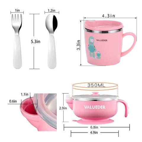 VALUEDER Stainless Steel Baby Feeding Set