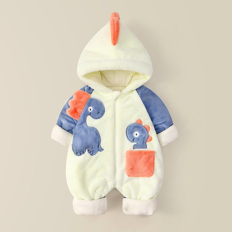 Dino Winter Baby Romper Plush