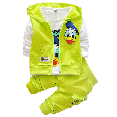 Green Boys Cartoon Donald Duck Hoodie Jacket Suit