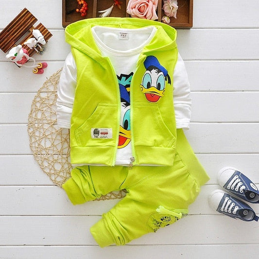 Green Boys Cartoon Donald Duck Hoodie Jacket Suit