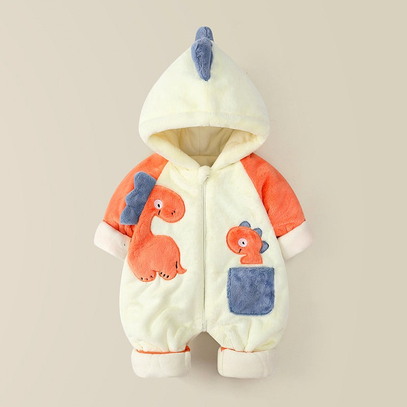 Dino Winter Baby Romper Plush