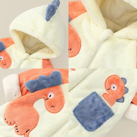 Dino Winter Baby Romper Plush