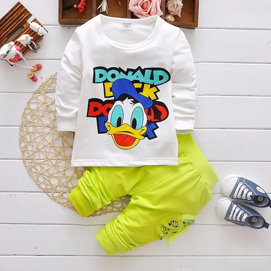 Green Boys Cartoon Donald Duck Hoodie Jacket Suit