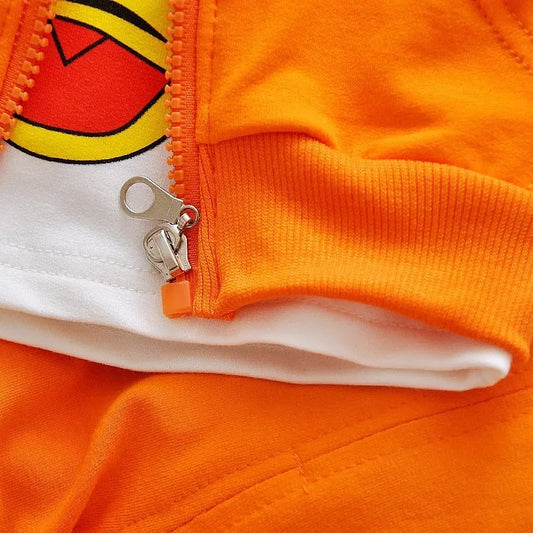 Orange Boys Cartoon Donald Duck Hoodie Jacket Suit