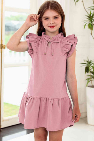 Tie Neck Flutter Sleeve Dress