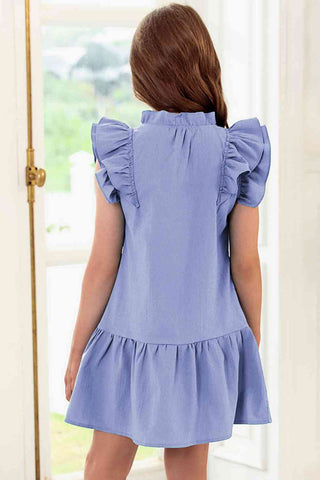 Tie Neck Flutter Sleeve Dress